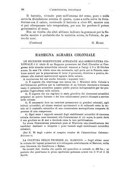 L'agricoltura coloniale organo dell'Istituto agricolo coloniale italiano e dell'Ufficio agrario sperimentale dell'Eritrea