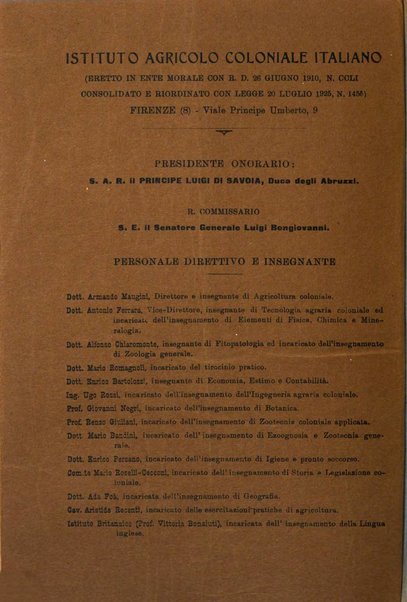 L'agricoltura coloniale organo dell'Istituto agricolo coloniale italiano e dell'Ufficio agrario sperimentale dell'Eritrea