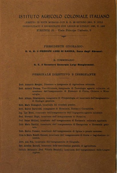 L'agricoltura coloniale organo dell'Istituto agricolo coloniale italiano e dell'Ufficio agrario sperimentale dell'Eritrea