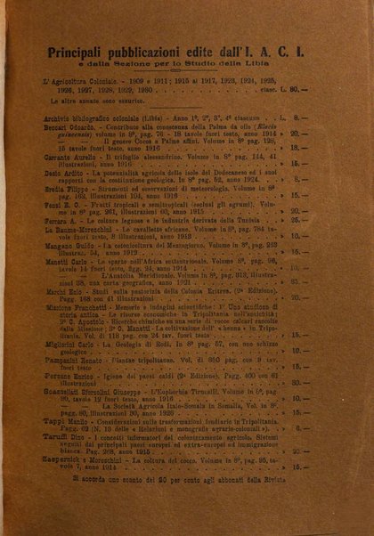 L'agricoltura coloniale organo dell'Istituto agricolo coloniale italiano e dell'Ufficio agrario sperimentale dell'Eritrea