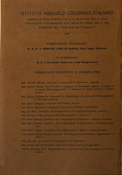 L'agricoltura coloniale organo dell'Istituto agricolo coloniale italiano e dell'Ufficio agrario sperimentale dell'Eritrea