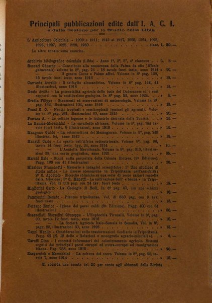 L'agricoltura coloniale organo dell'Istituto agricolo coloniale italiano e dell'Ufficio agrario sperimentale dell'Eritrea