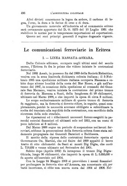 L'agricoltura coloniale organo dell'Istituto agricolo coloniale italiano e dell'Ufficio agrario sperimentale dell'Eritrea