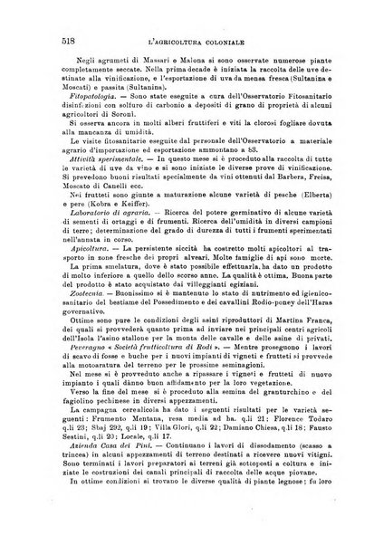 L'agricoltura coloniale organo dell'Istituto agricolo coloniale italiano e dell'Ufficio agrario sperimentale dell'Eritrea