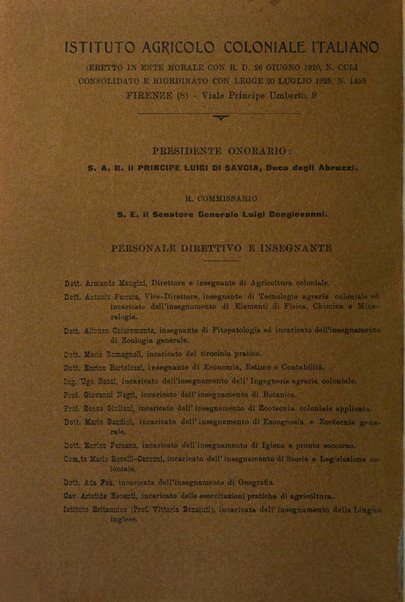 L'agricoltura coloniale organo dell'Istituto agricolo coloniale italiano e dell'Ufficio agrario sperimentale dell'Eritrea