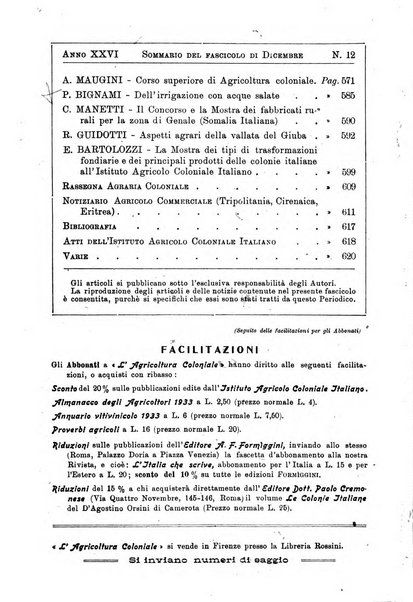 L'agricoltura coloniale organo dell'Istituto agricolo coloniale italiano e dell'Ufficio agrario sperimentale dell'Eritrea