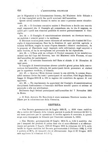 L'agricoltura coloniale organo dell'Istituto agricolo coloniale italiano e dell'Ufficio agrario sperimentale dell'Eritrea