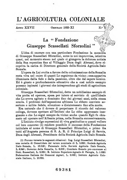 L'agricoltura coloniale organo dell'Istituto agricolo coloniale italiano e dell'Ufficio agrario sperimentale dell'Eritrea