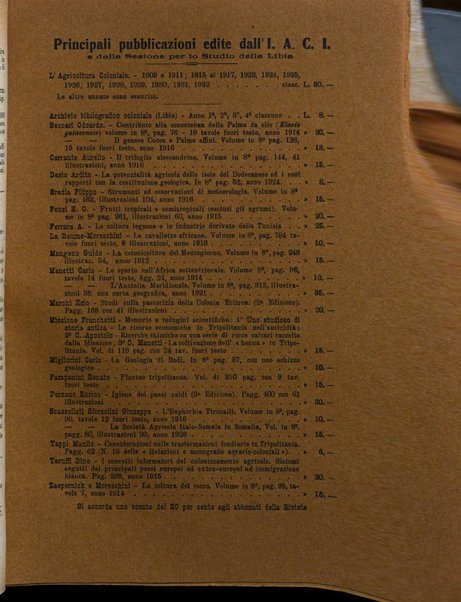 L'agricoltura coloniale organo dell'Istituto agricolo coloniale italiano e dell'Ufficio agrario sperimentale dell'Eritrea