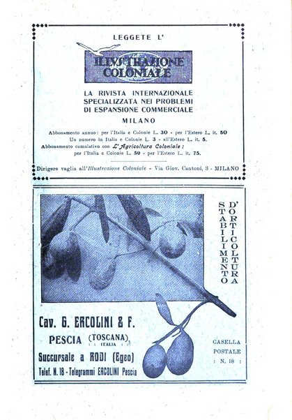 L'agricoltura coloniale organo dell'Istituto agricolo coloniale italiano e dell'Ufficio agrario sperimentale dell'Eritrea