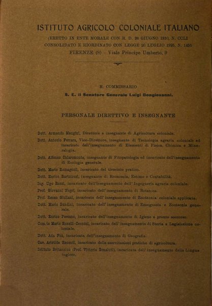 L'agricoltura coloniale organo dell'Istituto agricolo coloniale italiano e dell'Ufficio agrario sperimentale dell'Eritrea