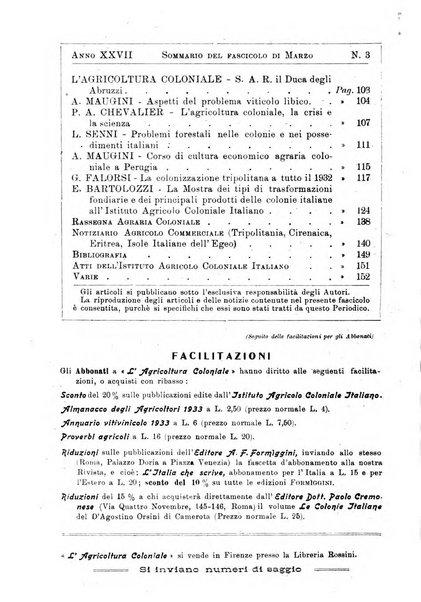 L'agricoltura coloniale organo dell'Istituto agricolo coloniale italiano e dell'Ufficio agrario sperimentale dell'Eritrea