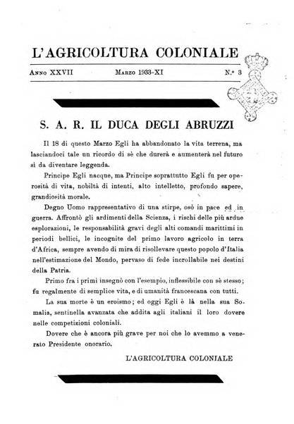 L'agricoltura coloniale organo dell'Istituto agricolo coloniale italiano e dell'Ufficio agrario sperimentale dell'Eritrea