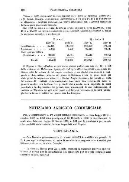 L'agricoltura coloniale organo dell'Istituto agricolo coloniale italiano e dell'Ufficio agrario sperimentale dell'Eritrea