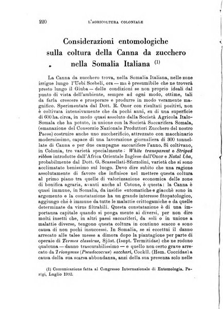 L'agricoltura coloniale organo dell'Istituto agricolo coloniale italiano e dell'Ufficio agrario sperimentale dell'Eritrea