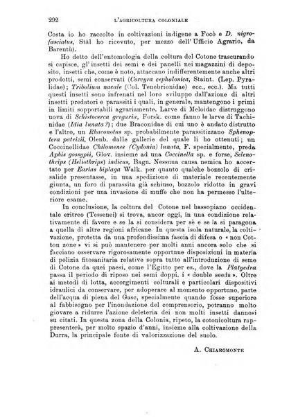 L'agricoltura coloniale organo dell'Istituto agricolo coloniale italiano e dell'Ufficio agrario sperimentale dell'Eritrea