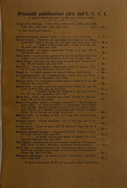 L'agricoltura coloniale organo dell'Istituto agricolo coloniale italiano e dell'Ufficio agrario sperimentale dell'Eritrea