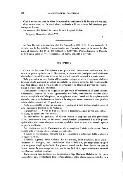 L'agricoltura coloniale organo dell'Istituto agricolo coloniale italiano e dell'Ufficio agrario sperimentale dell'Eritrea