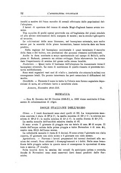 L'agricoltura coloniale organo dell'Istituto agricolo coloniale italiano e dell'Ufficio agrario sperimentale dell'Eritrea