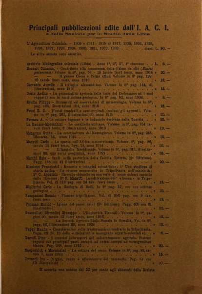 L'agricoltura coloniale organo dell'Istituto agricolo coloniale italiano e dell'Ufficio agrario sperimentale dell'Eritrea