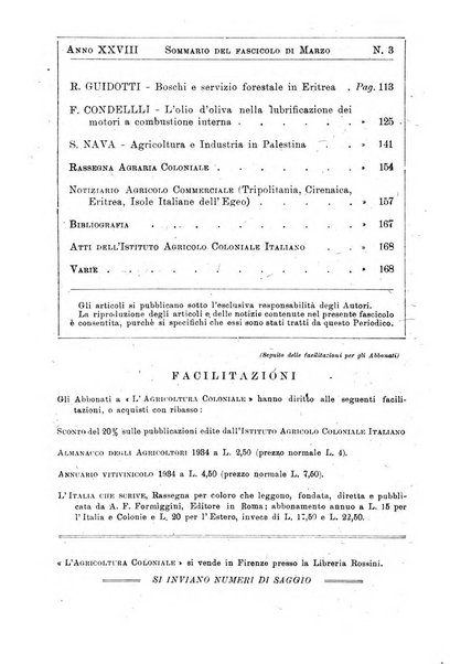 L'agricoltura coloniale organo dell'Istituto agricolo coloniale italiano e dell'Ufficio agrario sperimentale dell'Eritrea