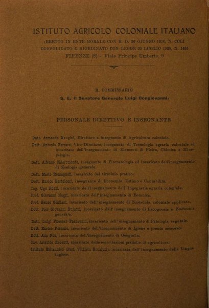 L'agricoltura coloniale organo dell'Istituto agricolo coloniale italiano e dell'Ufficio agrario sperimentale dell'Eritrea