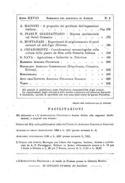 L'agricoltura coloniale organo dell'Istituto agricolo coloniale italiano e dell'Ufficio agrario sperimentale dell'Eritrea