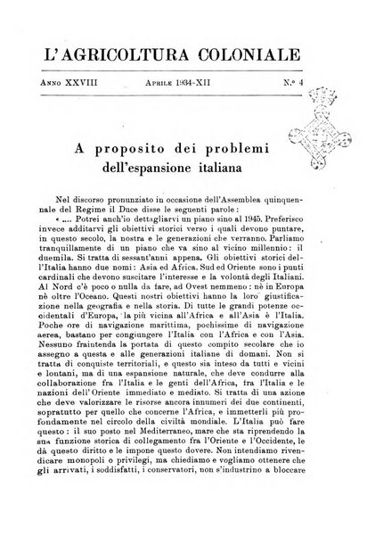 L'agricoltura coloniale organo dell'Istituto agricolo coloniale italiano e dell'Ufficio agrario sperimentale dell'Eritrea