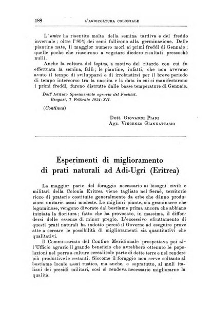 L'agricoltura coloniale organo dell'Istituto agricolo coloniale italiano e dell'Ufficio agrario sperimentale dell'Eritrea