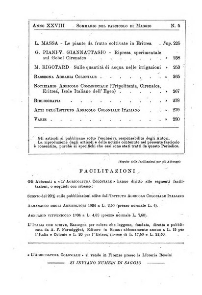 L'agricoltura coloniale organo dell'Istituto agricolo coloniale italiano e dell'Ufficio agrario sperimentale dell'Eritrea