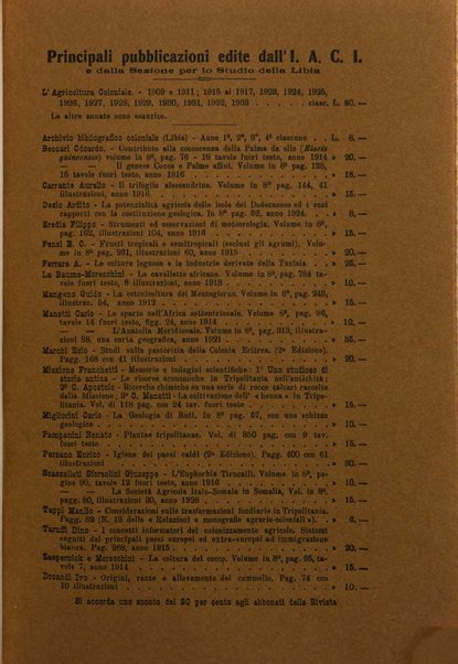 L'agricoltura coloniale organo dell'Istituto agricolo coloniale italiano e dell'Ufficio agrario sperimentale dell'Eritrea