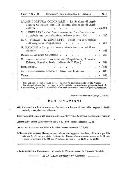 L'agricoltura coloniale organo dell'Istituto agricolo coloniale italiano e dell'Ufficio agrario sperimentale dell'Eritrea