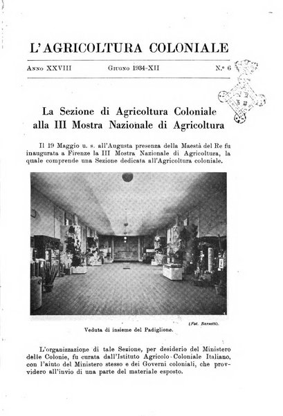 L'agricoltura coloniale organo dell'Istituto agricolo coloniale italiano e dell'Ufficio agrario sperimentale dell'Eritrea