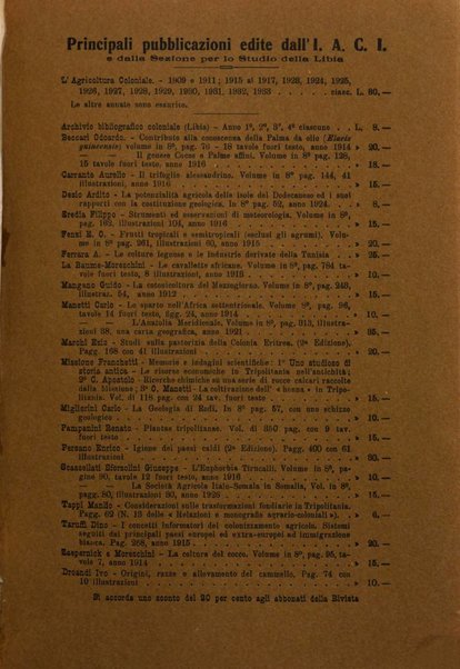 L'agricoltura coloniale organo dell'Istituto agricolo coloniale italiano e dell'Ufficio agrario sperimentale dell'Eritrea