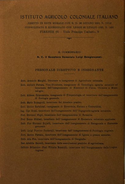 L'agricoltura coloniale organo dell'Istituto agricolo coloniale italiano e dell'Ufficio agrario sperimentale dell'Eritrea