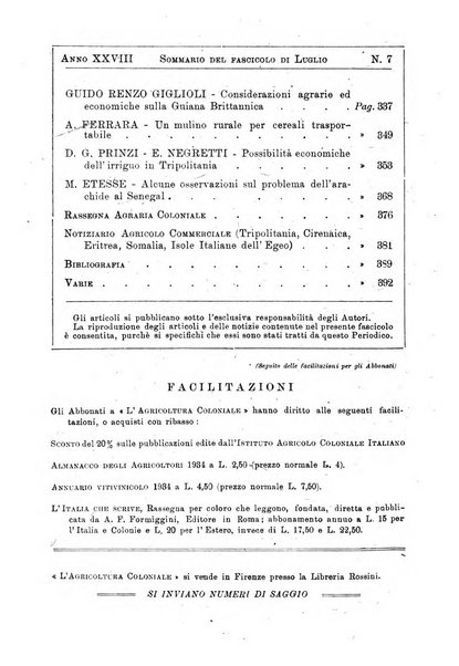 L'agricoltura coloniale organo dell'Istituto agricolo coloniale italiano e dell'Ufficio agrario sperimentale dell'Eritrea