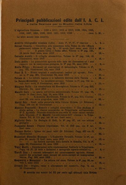 L'agricoltura coloniale organo dell'Istituto agricolo coloniale italiano e dell'Ufficio agrario sperimentale dell'Eritrea