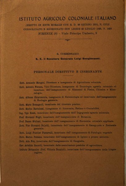 L'agricoltura coloniale organo dell'Istituto agricolo coloniale italiano e dell'Ufficio agrario sperimentale dell'Eritrea