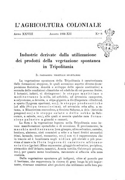 L'agricoltura coloniale organo dell'Istituto agricolo coloniale italiano e dell'Ufficio agrario sperimentale dell'Eritrea