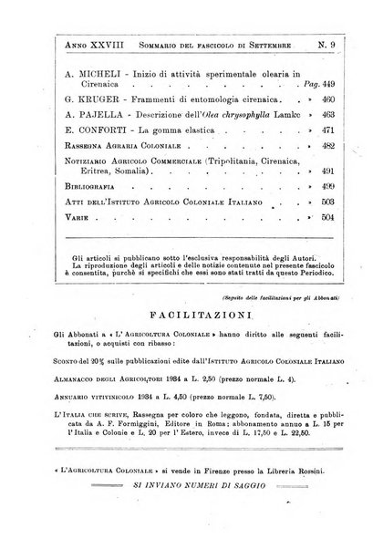 L'agricoltura coloniale organo dell'Istituto agricolo coloniale italiano e dell'Ufficio agrario sperimentale dell'Eritrea