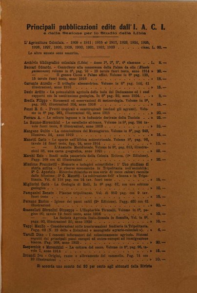 L'agricoltura coloniale organo dell'Istituto agricolo coloniale italiano e dell'Ufficio agrario sperimentale dell'Eritrea