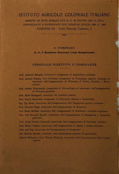 L'agricoltura coloniale organo dell'Istituto agricolo coloniale italiano e dell'Ufficio agrario sperimentale dell'Eritrea