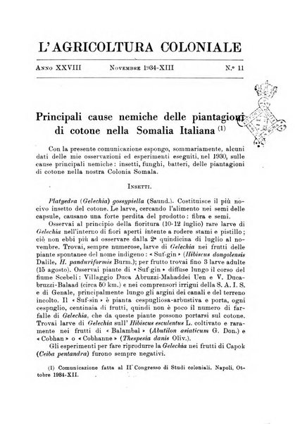 L'agricoltura coloniale organo dell'Istituto agricolo coloniale italiano e dell'Ufficio agrario sperimentale dell'Eritrea