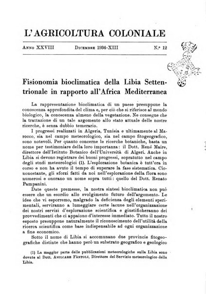 L'agricoltura coloniale organo dell'Istituto agricolo coloniale italiano e dell'Ufficio agrario sperimentale dell'Eritrea