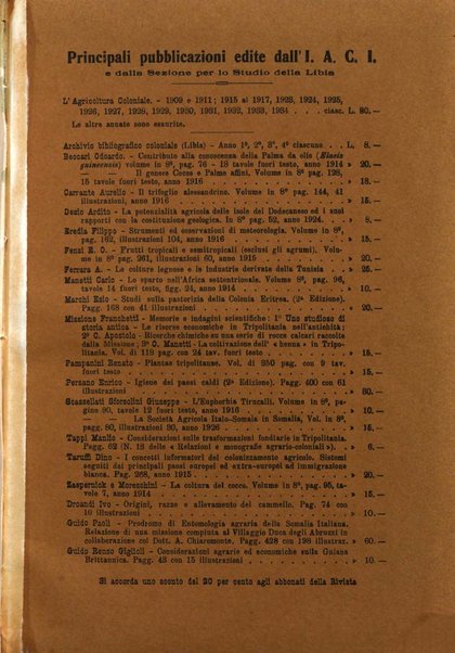 L'agricoltura coloniale organo dell'Istituto agricolo coloniale italiano e dell'Ufficio agrario sperimentale dell'Eritrea