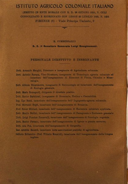 L'agricoltura coloniale organo dell'Istituto agricolo coloniale italiano e dell'Ufficio agrario sperimentale dell'Eritrea