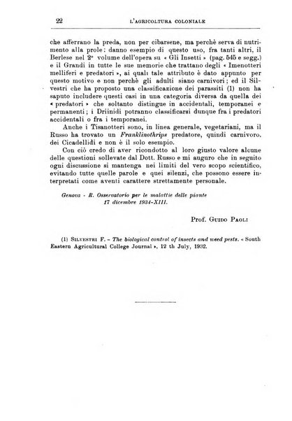 L'agricoltura coloniale organo dell'Istituto agricolo coloniale italiano e dell'Ufficio agrario sperimentale dell'Eritrea