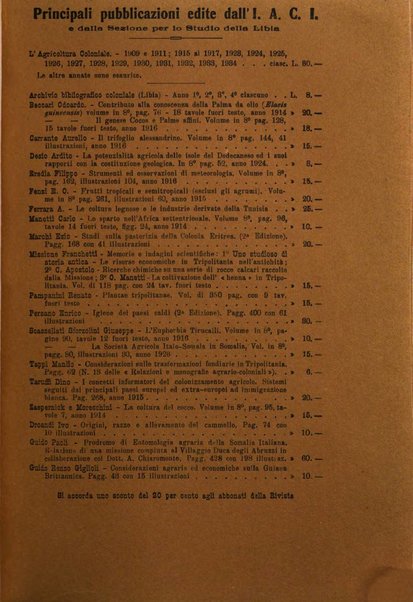 L'agricoltura coloniale organo dell'Istituto agricolo coloniale italiano e dell'Ufficio agrario sperimentale dell'Eritrea