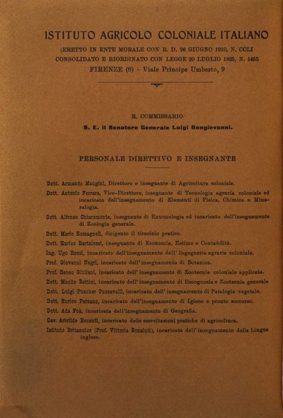 L'agricoltura coloniale organo dell'Istituto agricolo coloniale italiano e dell'Ufficio agrario sperimentale dell'Eritrea