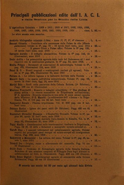 L'agricoltura coloniale organo dell'Istituto agricolo coloniale italiano e dell'Ufficio agrario sperimentale dell'Eritrea